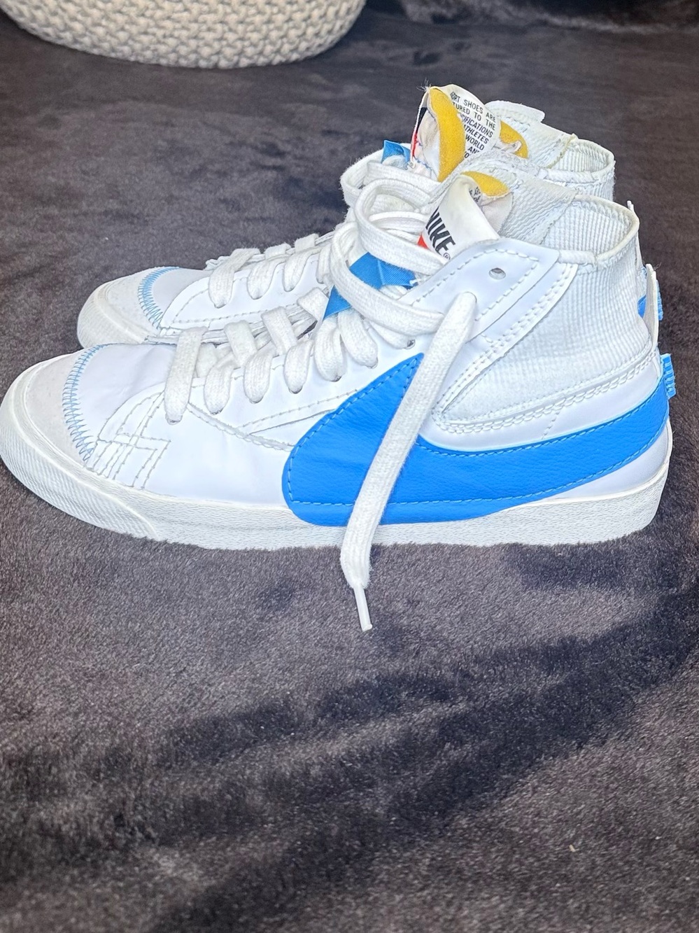 Nike Kids White & Bright Blue High-Top Sneakers